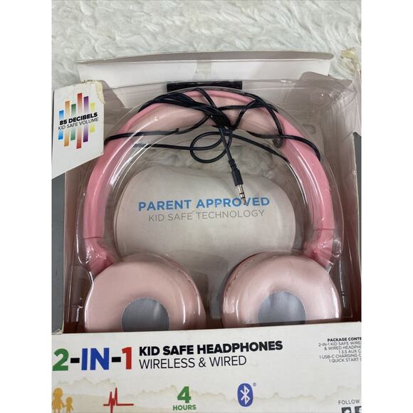 Altec Lansing WIRED wireless 2-in-1 Bluetooth Kid-Safe Headphones, Princess Pink - Picture 5 of 5
